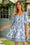 Wenrine Womens Blue Floral High Waisted Babydoll Dresses