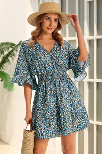 Wenrine Womens Sky Blue V Neck Casual Dresses