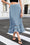 Wenrine Women Blue Satin Lace High Low Hem Elegant Skirts