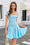 Wenrine Womens Blue Ruffle Swing A Line Cute Party Club Dress
