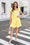 Wenrine Womens Beige&Yellow Ruffle Swing A Line Cute Party Club Dress