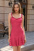 Wenrine Womens Red Spaghetti Strap Polka Dot Ruffle Dresses