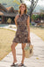 Wenrine Womens Leopard Floral Button Down Collared Ruffle Dress