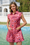 Wenrine Womens Rose Red Floral Button Down Collared Ruffle Dress