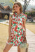 Wenrine Womens Red Floral Button Down Collared Ruffle Dress