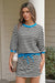 Wenrine Womens Black Striped 2 Piece Sweatshirt Drawstring Skirts