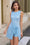 Wenrine Womens Blue Gingham Tie Waist Romper Bodycon Dresses