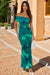 Wenrine Womens Green Off The Shoulder Dress