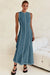 Wenrine Womens Blue Knit Ribbed Contrast Stitch Tank Dress