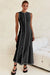 Wenrine Womens Black Knit Ribbed Contrast Stitch Tank Dress