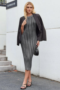 Wenrine Womens Grey Mock Neck Knit  Sweater Dress