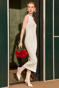 Wenrine Womens Creamy-White Mock Neck Knit  Sweater Dress