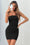 Wenrine Womens Black Spaghetti Ruched Low Neck Bodycon Dresses