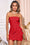 Wenrine Women's Red Sexy Mesh Ruffle Bodycon Dress