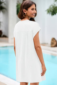 Wenrine Women's White Crewneck Loose Fit T-Shirt Dress