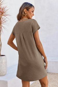 Wenrine Womens Coffee Mini T Shirt Dress