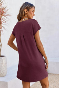 Wenrine Womens Burgundy Mini T Shirt Dress