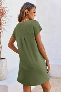 Wenrine Womens Army Green Flowy Mini T Shirt Dress