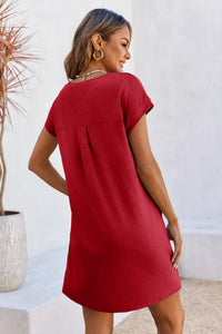 Wenrine Womens Red Mini T Shirt Dress