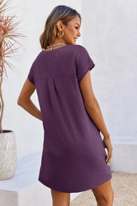 Wenrine Womens Dark Purple Mini T Shirt Dress