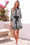 Wenrine Womens Black Striped Button Down Mini Shirt Dress