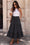 Wenrine Womens Black Long Denim Skirt