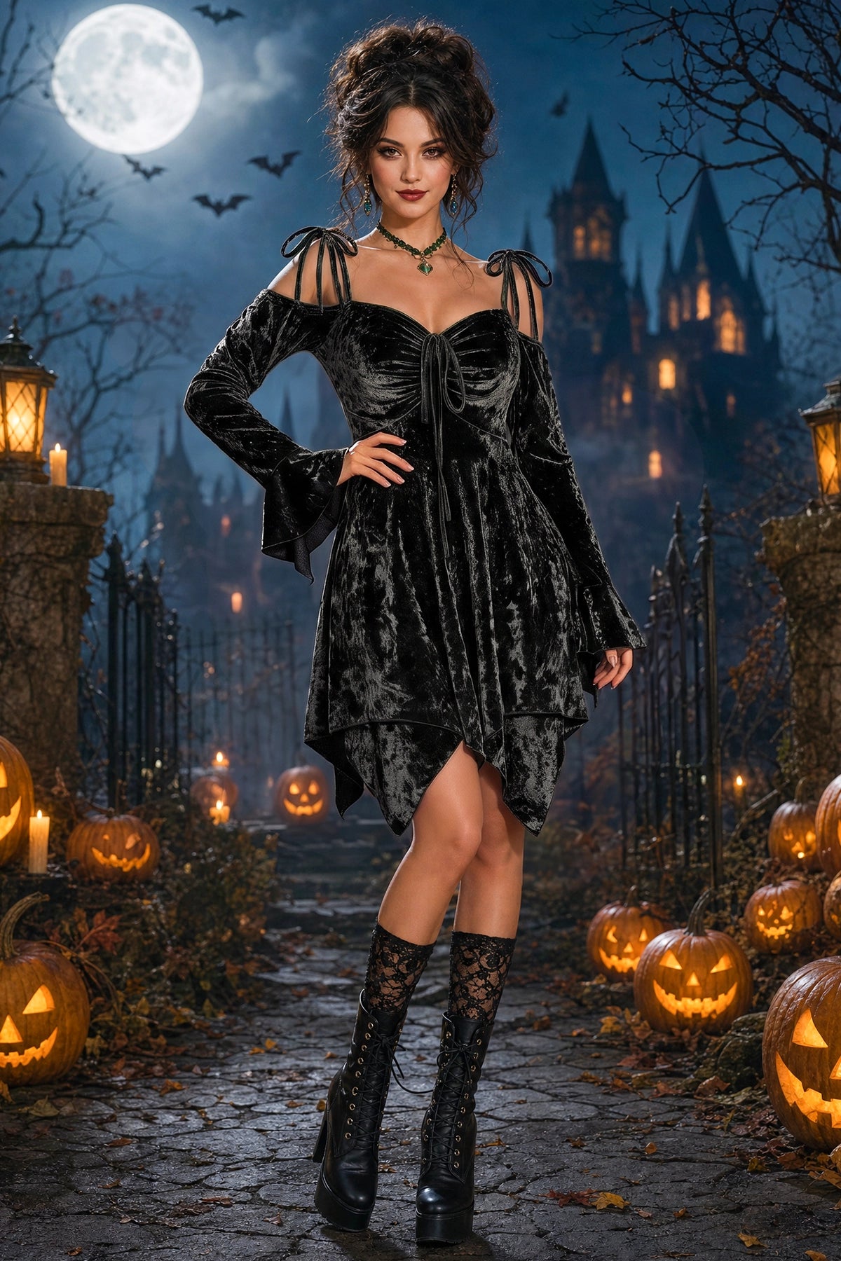Wenrine Womens Black Renaissance Fairy Dress