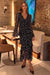 Wenrine Womens Black Polka Dot Long Sleeve Maxi Dress