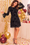 Wenrine Womens Black Floral Long Sleeve Party Dress
