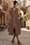 Wenrine Womens Coffee Smocked High Slit Flowy Midi Dress