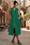 Wenrine Womens Green Smocked High Slit Flowy Midi Dress