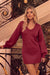 Wenrine Womens Burgundy Long Sleeve Sweater Dress
