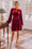 Wenrine Womens Burgundy Velvet Long Sleeve Mini Dress