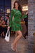 Wenrine Womens Army Green Mesh Floral Dresses