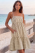 Wenrine Womens Khaki Summer Striped Mini Dress