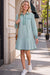 Wenrine Womens Green Plaid Shirt Dresses