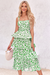 Wenrine Womens Green Strap Tie Back Flowy Dresses