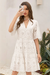 Wenrine Womens White Lace Eyelet Ruffle Tiered Tunic Dresses