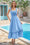 Wenrine Womens Blue Smocked Tie Strap Ruffle A Line Dress