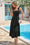 Wenrine Womens Black Smocked Tie Strap Ruffle A Line Dress