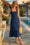 Wenrine Womens Navy Smocked Tie Strap Ruffle A Line Dress