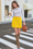 Wenrine Womens Yellow Corduroy A-line Short Mini Skirt