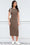 Wenrine Women's Coffee Basic Solid T-Shirt Dress