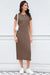 Wenrine Women's Coffee Basic Solid T-Shirt Dress