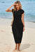Wenrine Women's Black Basic Solid T-Shirt Dress