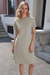 Wenrine Womens Light Grey Crewneck Fashion Basic Solid T Shirt Dress