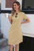 Wenrine Womens Light Khaki Crewneck Fashion Basic Solid T Shirt Dress