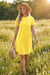 Wenrine Womens Yellow Crewneck Fashion Basic Solid T Shirt Dress