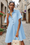 Wenrine Womens Light Blue Oversized Button Up Collared Mini Dress