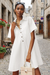 Wenrine Womens White Oversized Button Up Collared Mini Dress